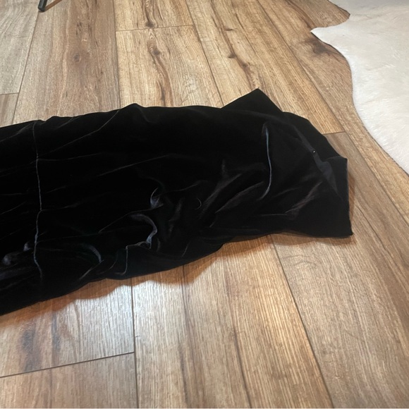 The Kooples Short Sleeve whimsigoth grunge black Velvet Rouched Mini Dress - Picture 7 of 9